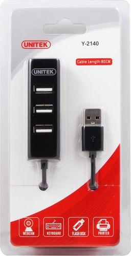 HUB USB Unitek Y-2140, 4xUSB 2.0 mini, e zezë
