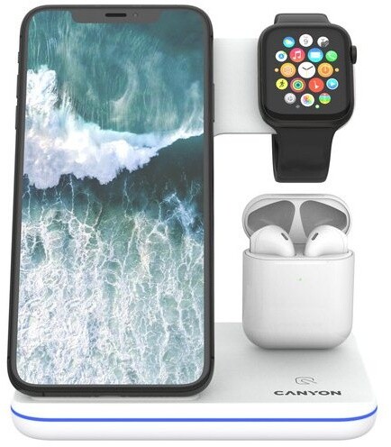 Stacion karikimi CANYON WS-302, 3in1 Qi, i bardhë