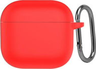 Mbrojtëse silikoni për kufje Beline AirPods 4, me karabinier, e kuqe