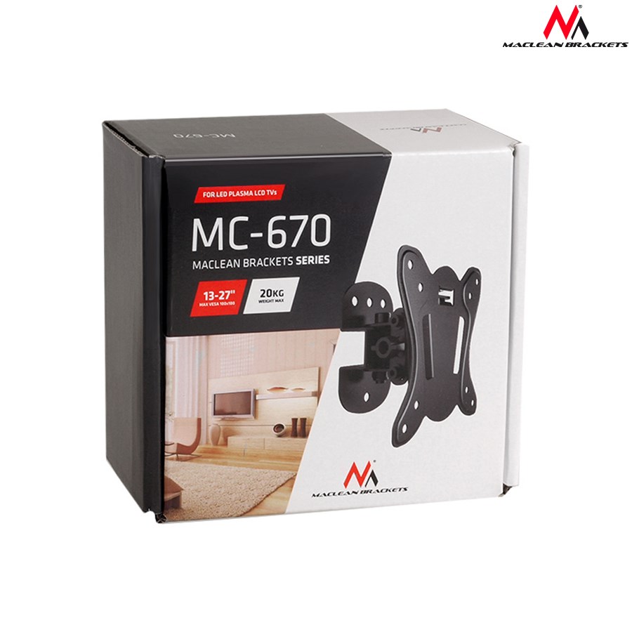 Mbajtëse muri për TV Maclean MC-758, 13"-55", 30 kg, e zezë