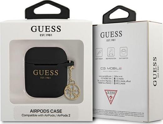 Kuti silikoni Guess 4G për Apple Airpods 1/2, e zezë