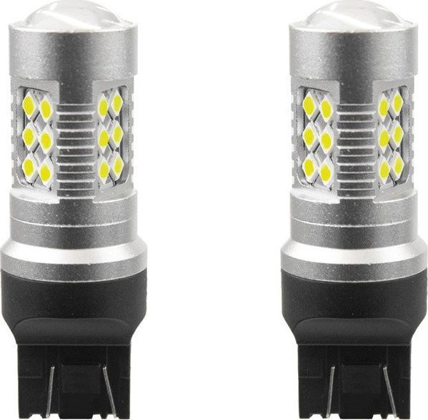 Llampa W21 / 5W T20 W3x16q Canbus 24 SMD 12V / 24V, 2 copë, të bardha universale