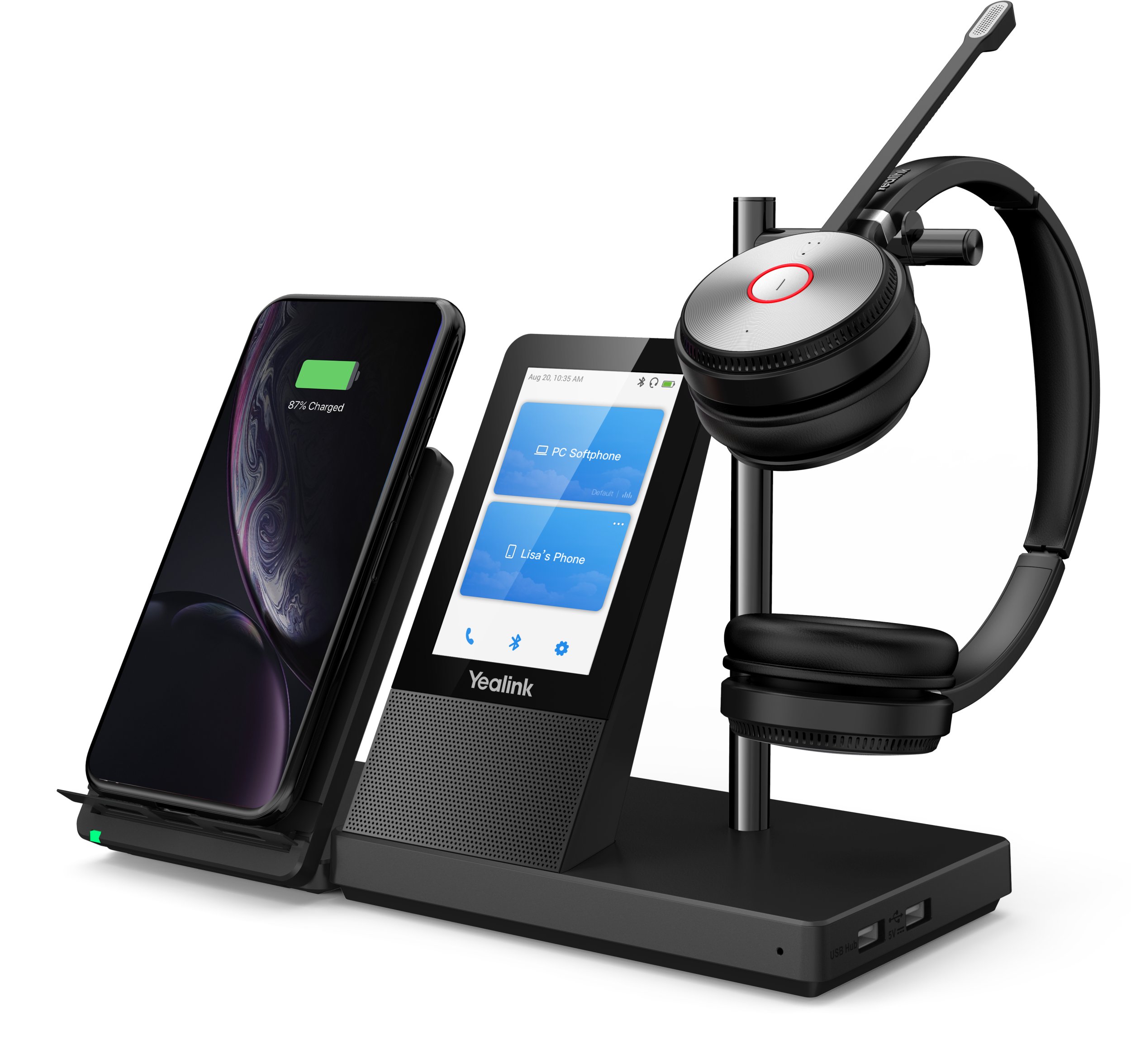 Kufje zyre Yealink WH66, DECT wireless, me bazë, të zeza