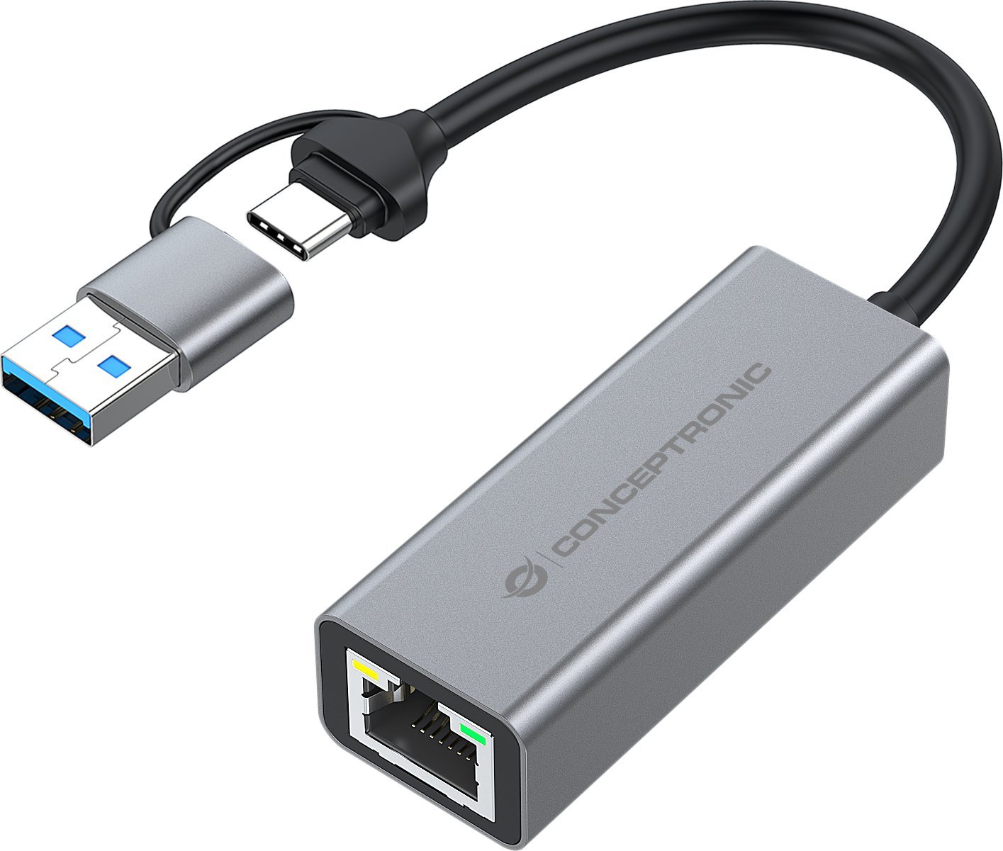Adapter rrjeti Conceptronic USB 3.2 Gen 1 në RJ45, 10/100/1000 Mbps, i zi