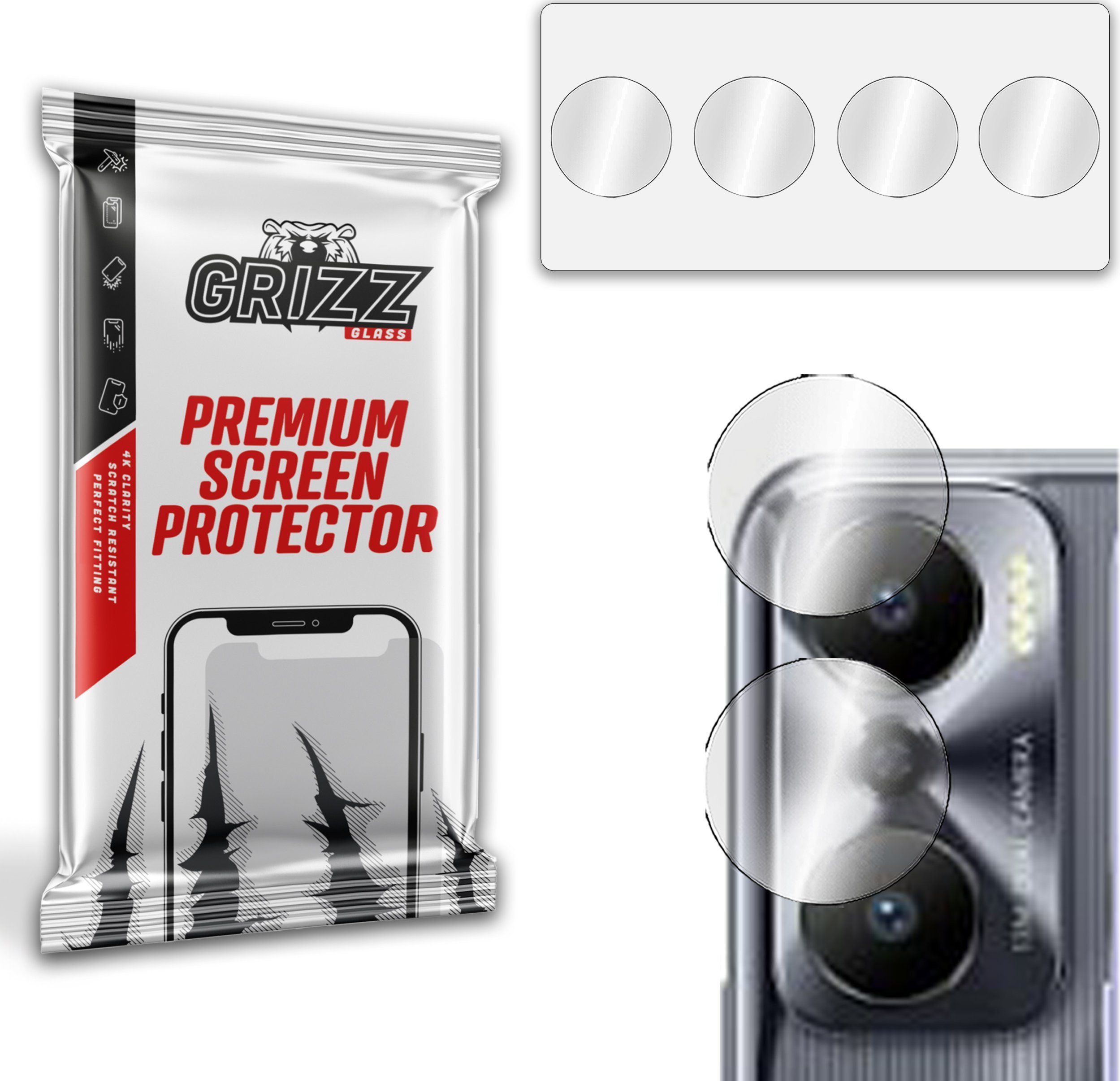 Xham mbrojtës kamere GrizzGlass HybridGlass, për Infinix Hot 20 Play, transparent