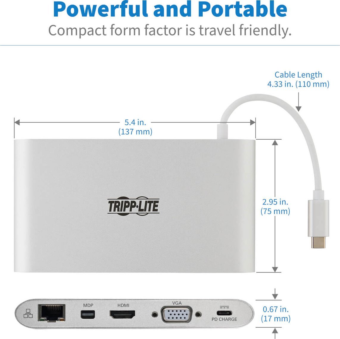 Docking station Eaton Tripp Lite U442-DOCK1, USB C, Gigabit Ethernet, argjendi