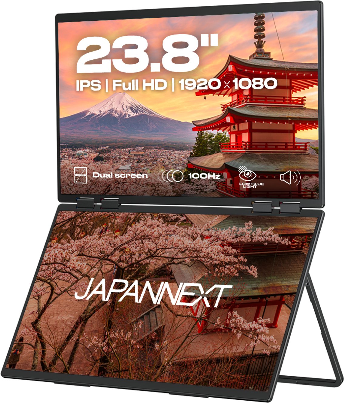 Monitor JapanNext FHD Dual, 23.8", dy ekrane, i zi