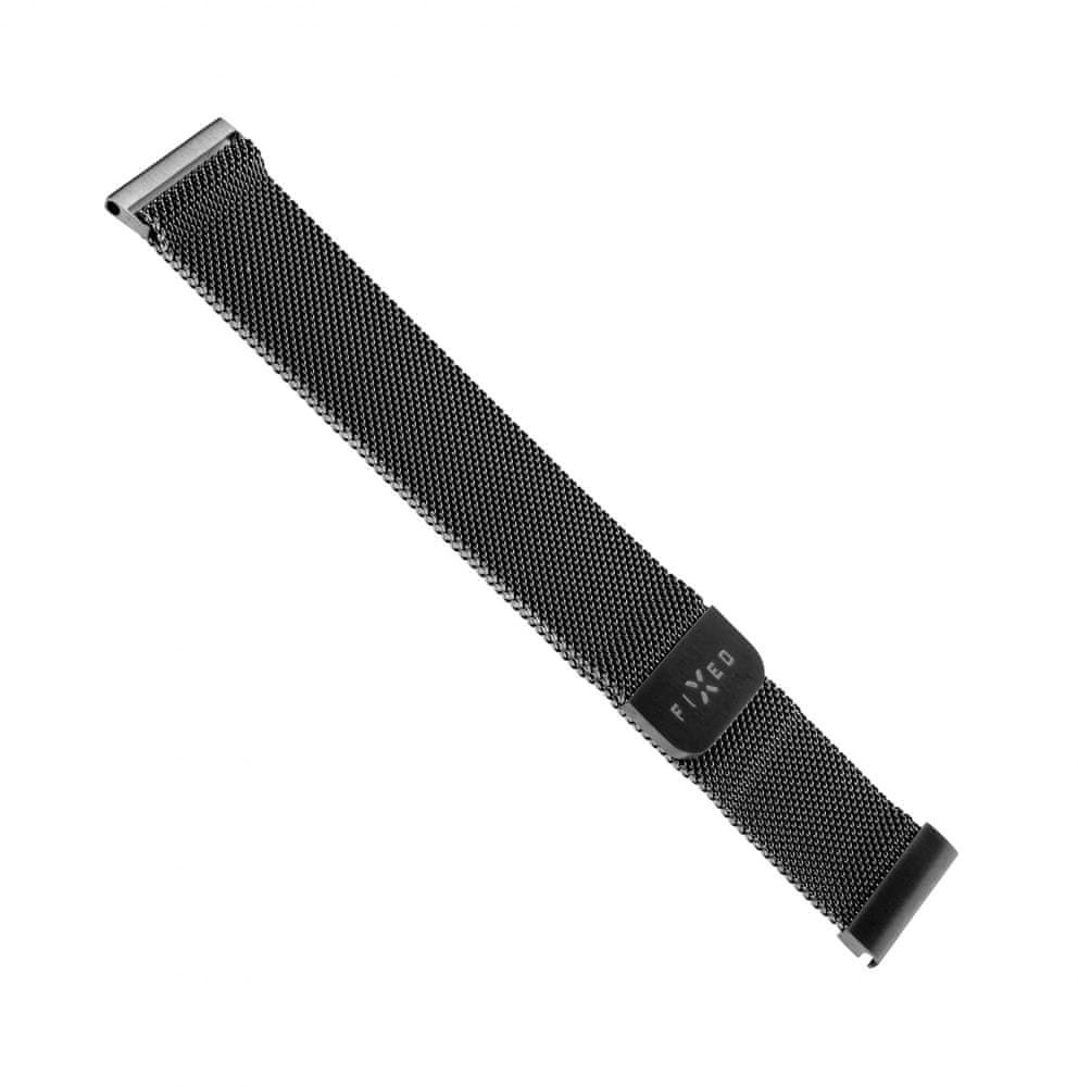 Rrip metalik FIXED Mesh Strap 20mm, për smartwatch, i zi