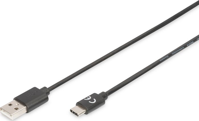 Kabllo USB Digitus AK-300154-010-S, USB-A në USB-C, 1 m, e zezë