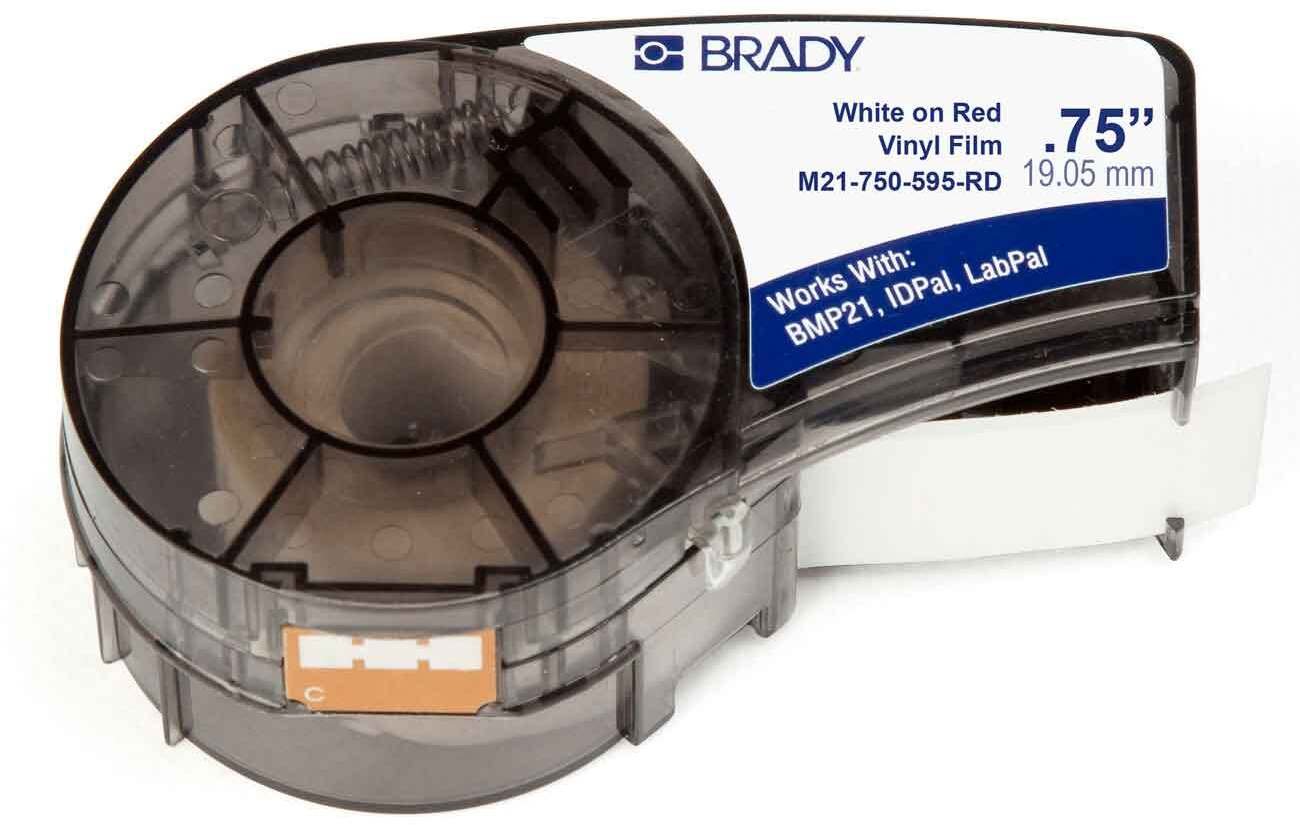 Kartutxh etiketa Brady M21-750-595-RD, vinyl, 19 mm, e kuqe