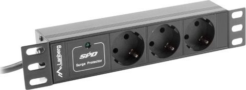 Shirit energjie PDU Lanberg PDU-03F-0200-IEC-BK, 10" 1U, 3x Schuko 2m, i zi