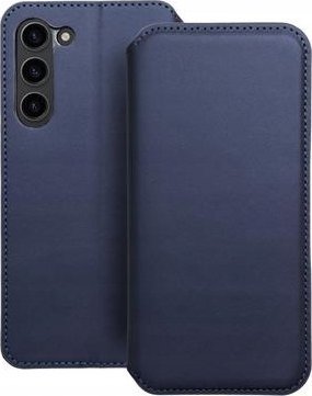Këllëf me kapak Futera Dual Pocket për Samsung Galaxy S24 Plus, me xhepa për karta, mbyllje magnetike, blu navy