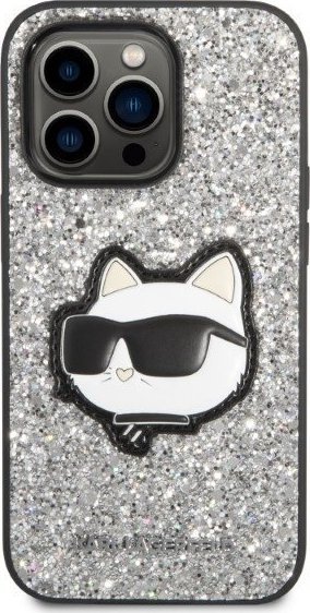 Futrollë për telefon Karl Lagerfeld Glitter Choupette KLHCP14XG2CPS, për iPhone 14 Pro Max 6.7", hardcase, argjendtë me glitter
