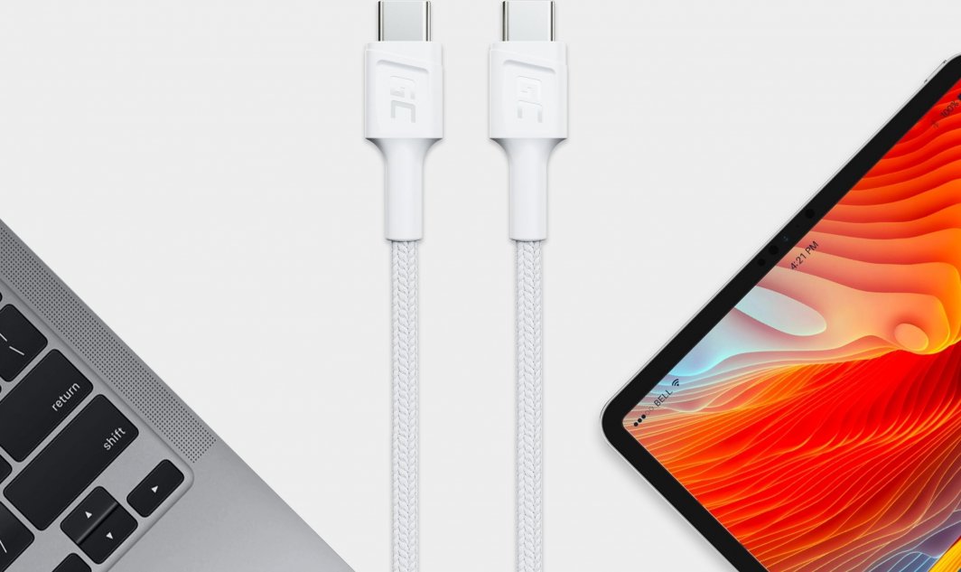 Kabllo karikimi GC PowerStream USB C në USB C, 1.2m, 60W Power Delivery, najlon e bardhë
