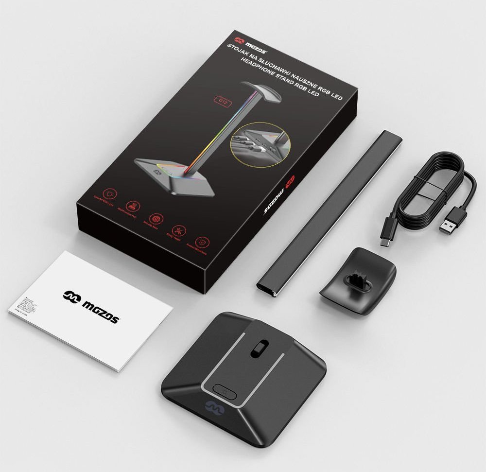 Mbajtëse për kufje Mozos, RGB, plastike, e zezë