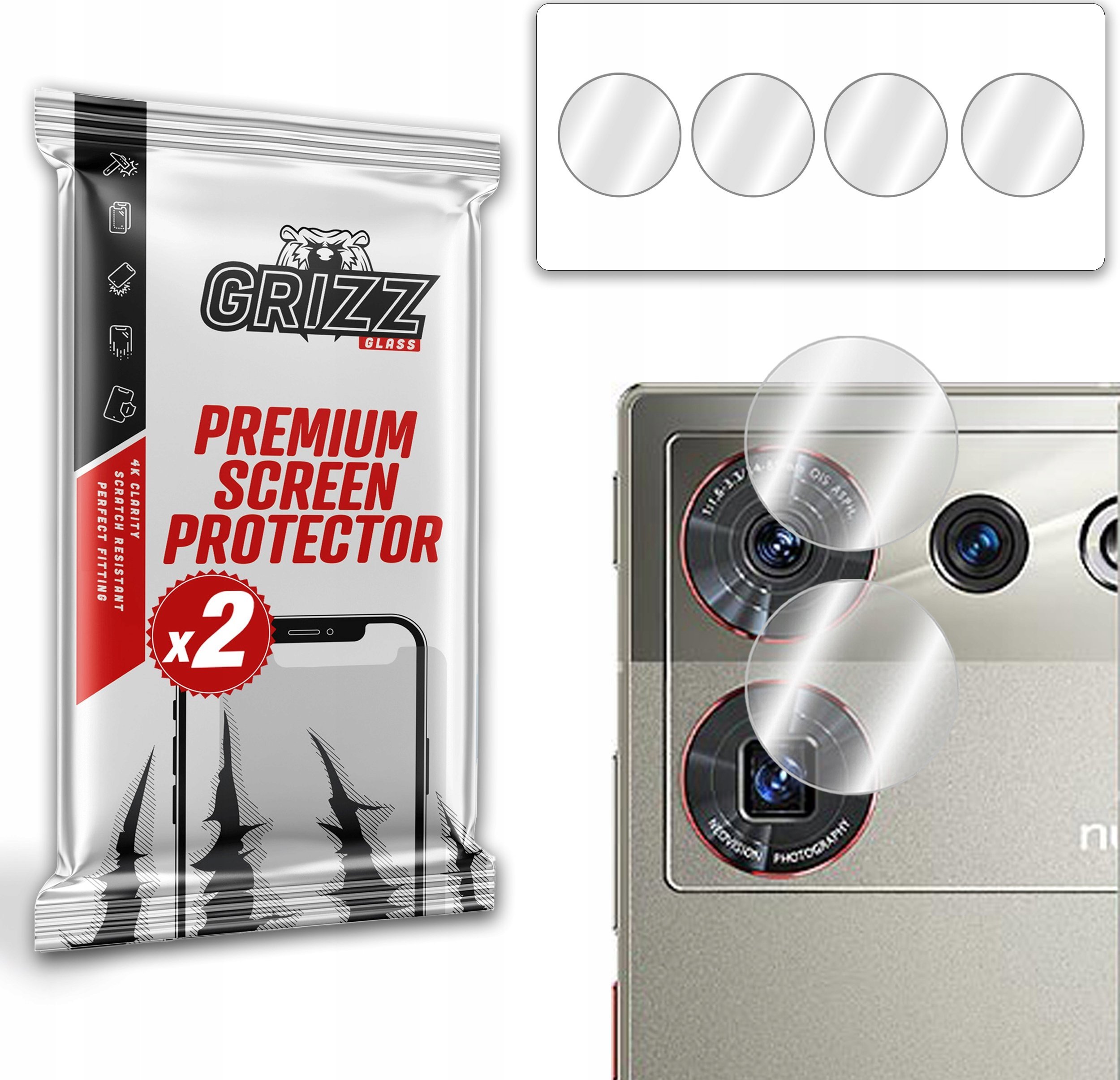 Xham mbrojtës kamerë GrizzGlass HybridGlass, për ZTE Nubia Z50 Ultra, transparent