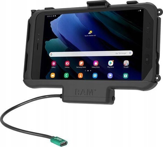 Mbajtëse aktive për tablet RAM Mounts RAM HOL SAM60CPU, për Samsung Tab Active5 Tab Active3 Tab Active2, me karikim GDS pogo, e zezë