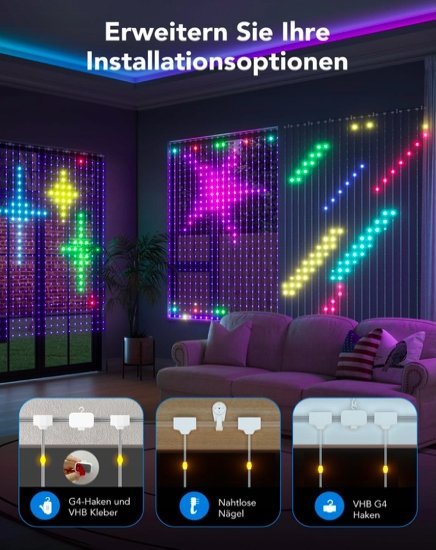 Perde drite LED Govee H70B1, RGBIC, Wi Fi dhe Bluetooth, IP65