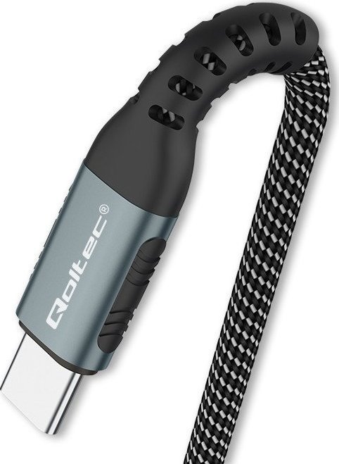 Kabllo USB Qoltec USB-C në USB-C, 1.5m, 100W PD, e zezë e bardhë