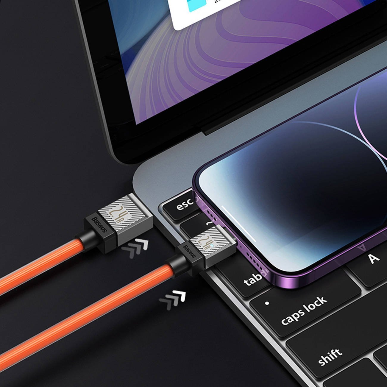 Kabllo karikimi Baseus CoolPlay, USB në Lightning, 2.4A, 2m, e zezë