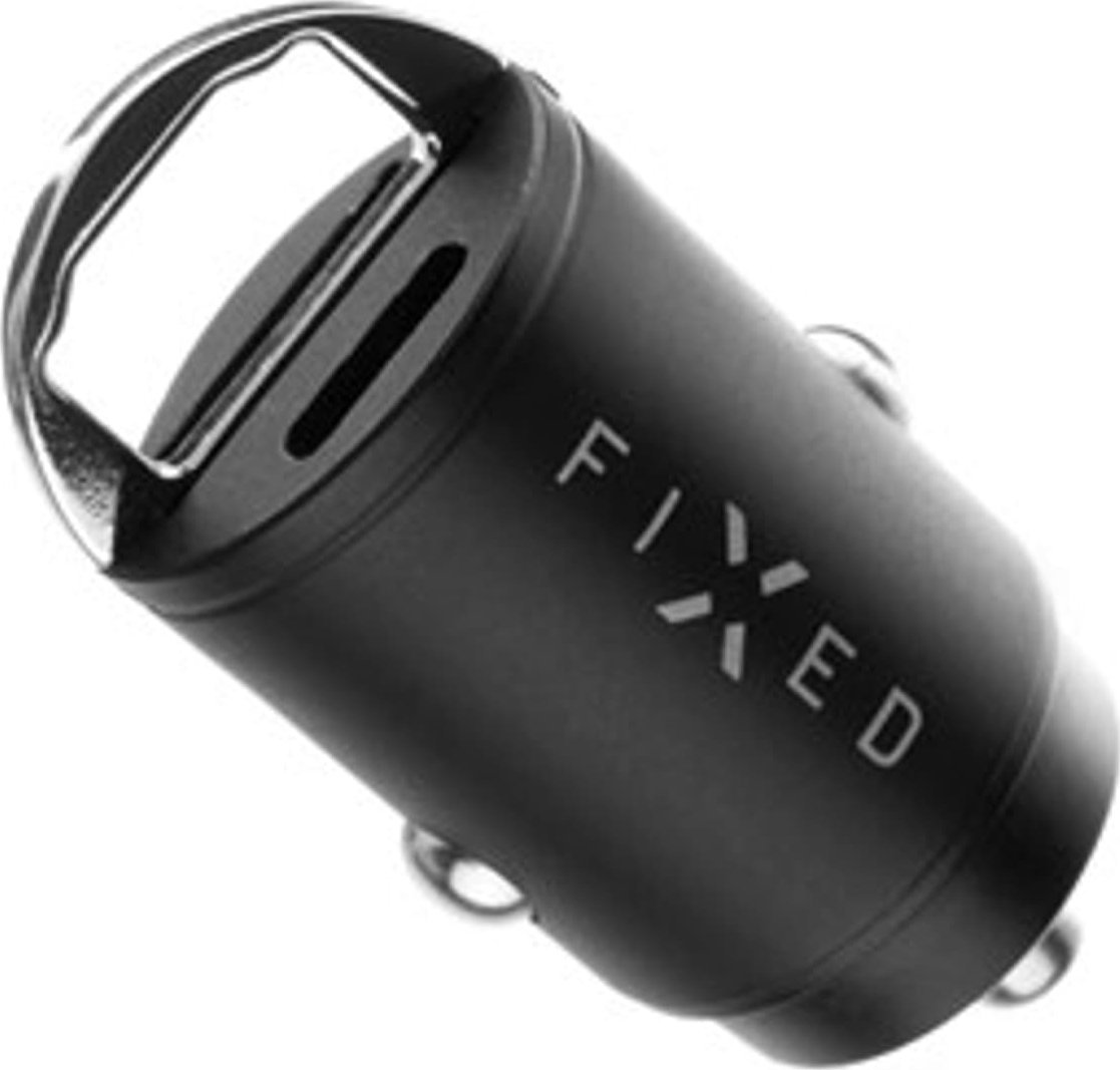 Полнач за автомобил FIXED PD Rapid Charge Mini, 30W, USB C и USB A, црн