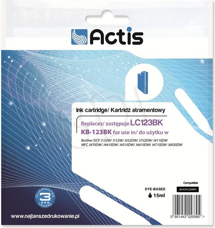 Ngjyrë për printer Actis KB-123BK/LC123BK, e zezë