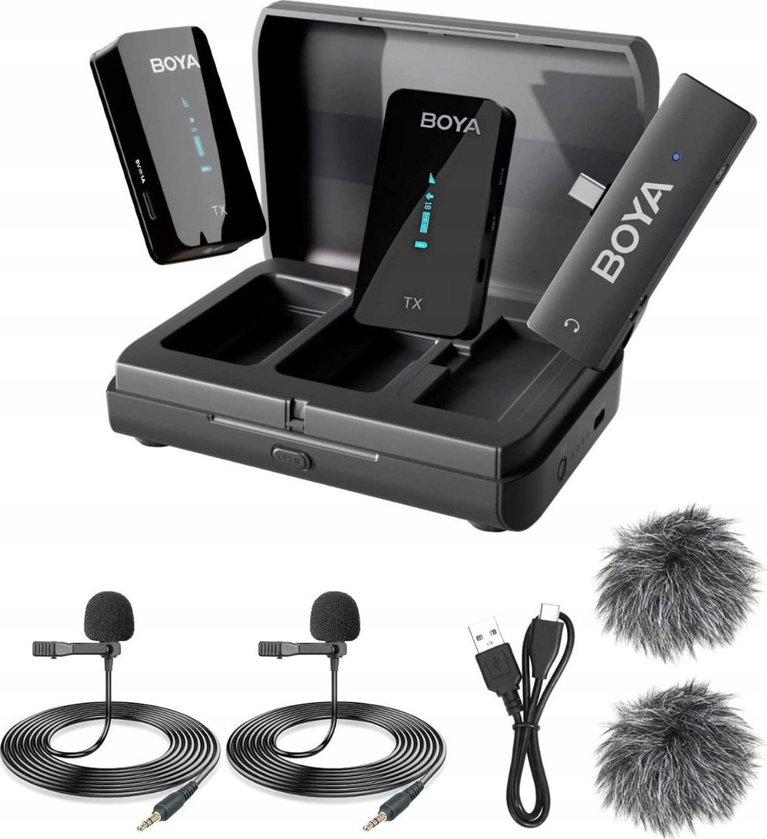 Mikrofon wireless BOYA BY-XM6-K6, sistem 2 kanale, USB C, i zi