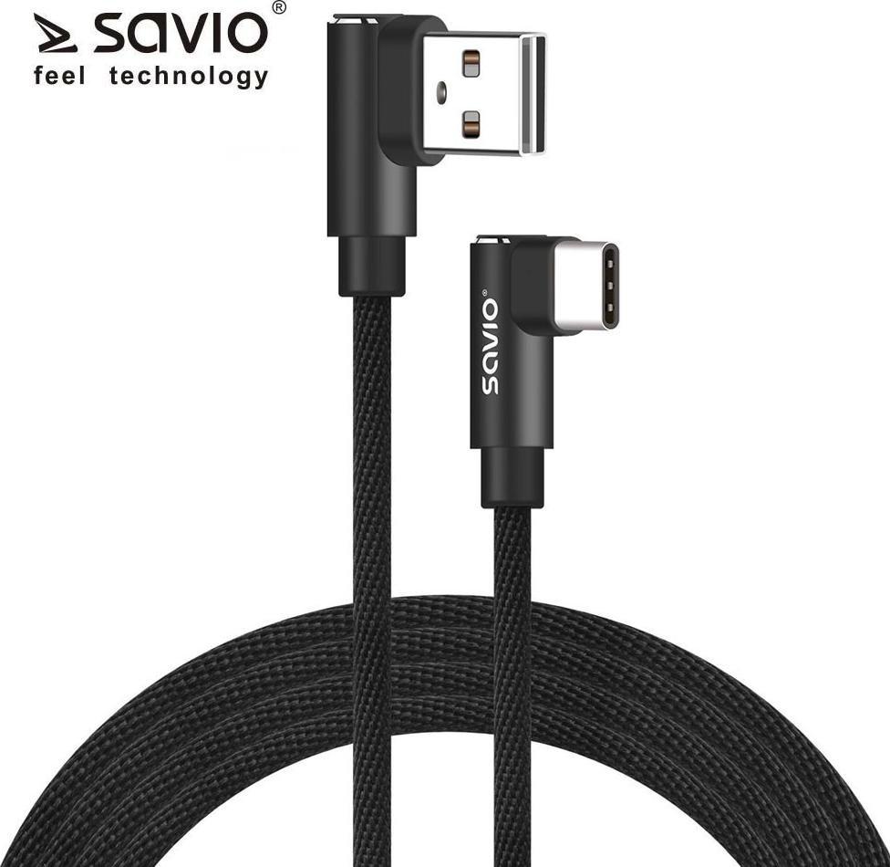 Kabllo USB Savio CL-164, USB A në USB C, 2 m, e zezë