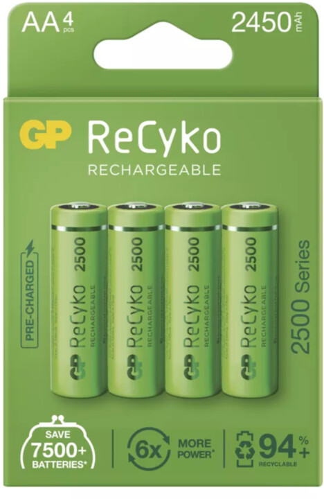 GP батерија на полнење ReCyko 2500 AA (HR6), 4 парчиња