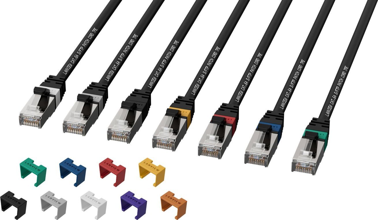 Kabllo rrjeti Lanview LV SFTP6A01B, Cat6A, 1m, e zezë
