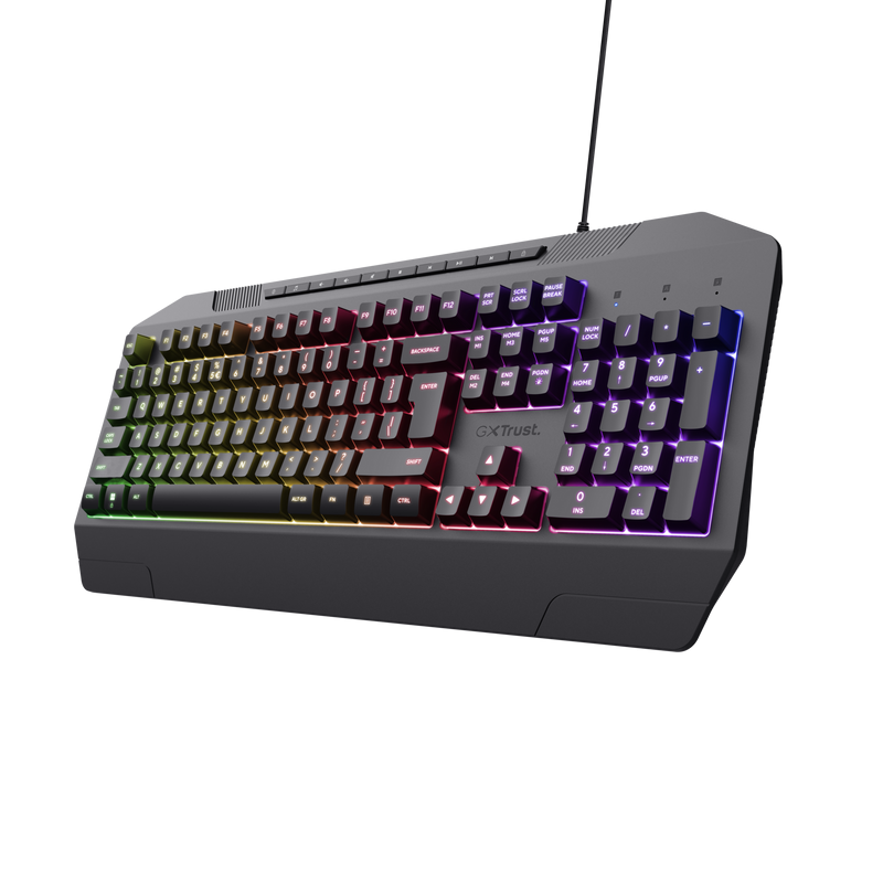 Tastierë gaming Trust GXT 836 Evocx, USB, ndriçim rainbow, e zezë
