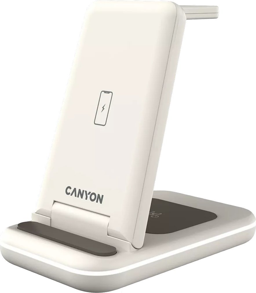 Stacion karikimi wireless Canyon WS 304 Cosmic Latte, 3 në 1, karikim i shpejtë, bezhë