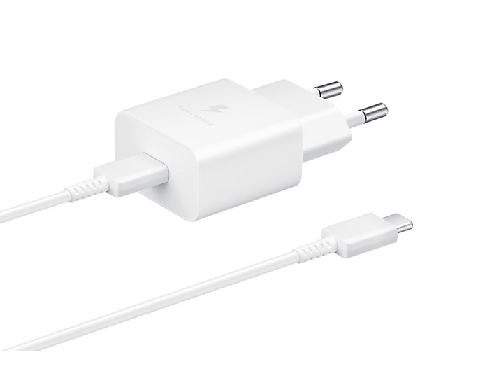 Karikues Samsung USB-C, 15W, i bardhë + kabllo USB-C, 1m