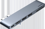 Dok stacion USB C Ugreen CM380, 6 në 1, HDMI USB 3.0 SD, gri