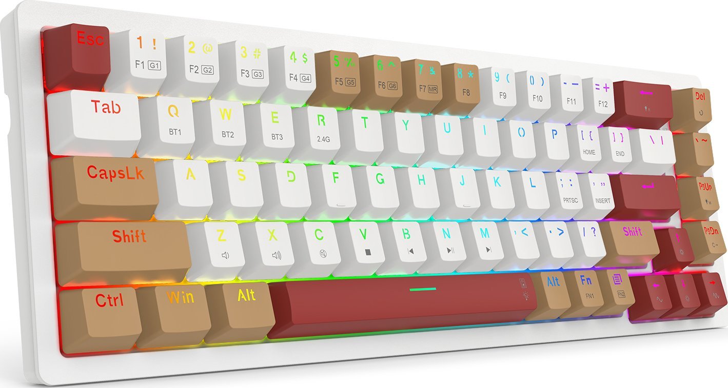 Tastierë gaming Redragon Rammus K677 PRO, mekanike 60%, wireless RGB, e zezë