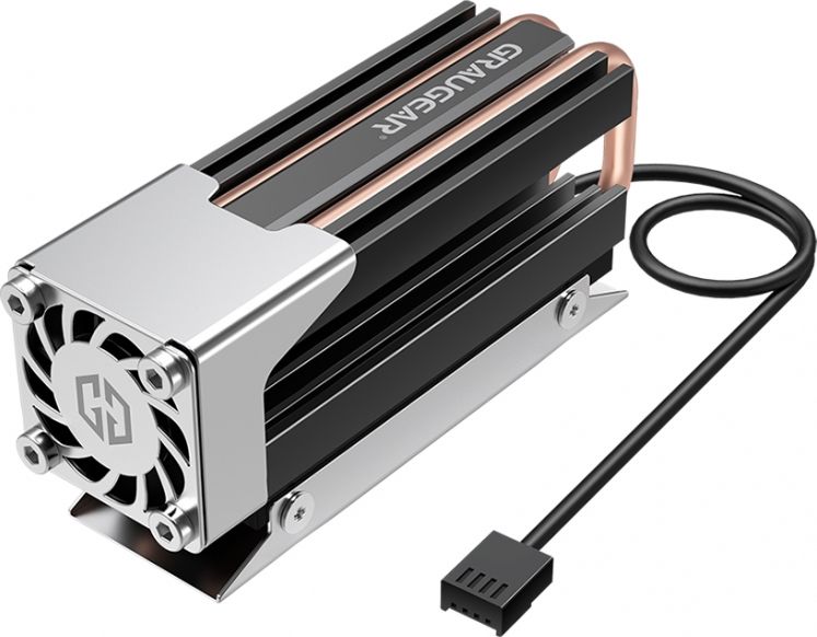 Ftohës për SSD M.2 NVMe Graugear G M2HS03 F, me heatpipe bakri, ventilator PWM, gri