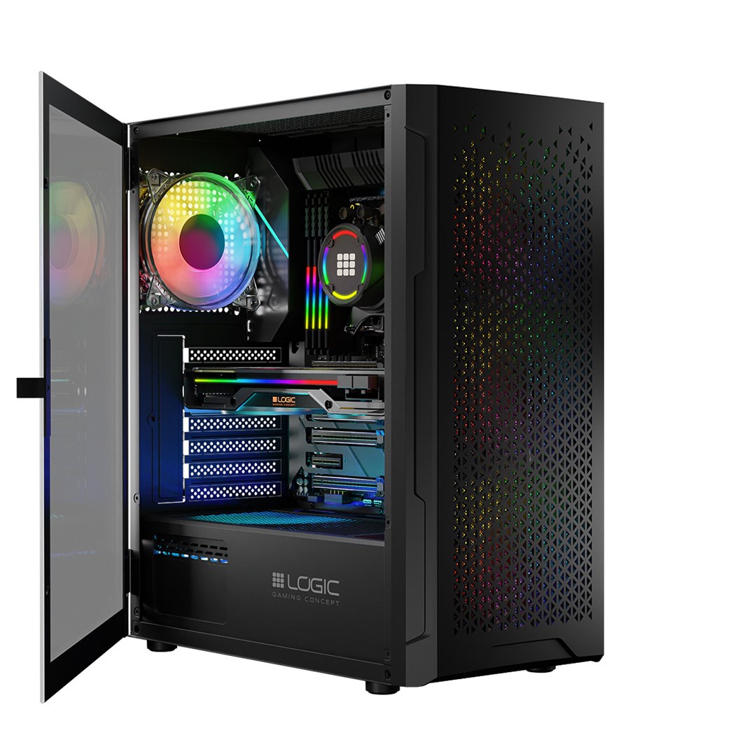 Kutia kompjuterike Logic Concept Aramis, MIDI Tower, ARGB, e zezë