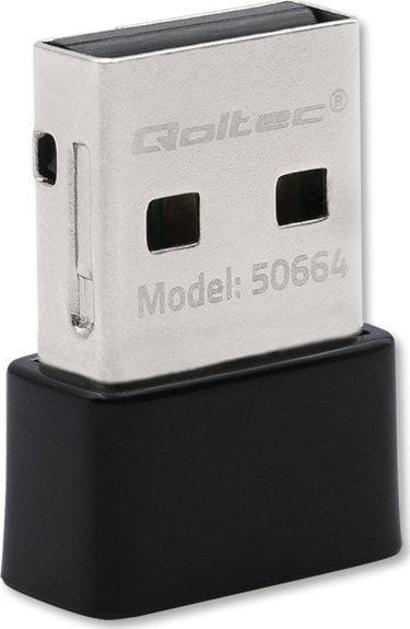 Мрежна картичка Ви‑Фи Qoltec мини УСБ AC, 650Mbps, црна