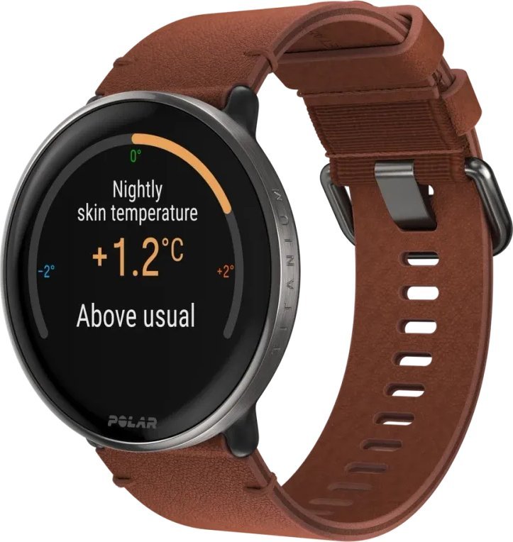 Спортски часовник Polar Ignite 3 Titanium, GPS, екран 1.28" AMOLED, кафена