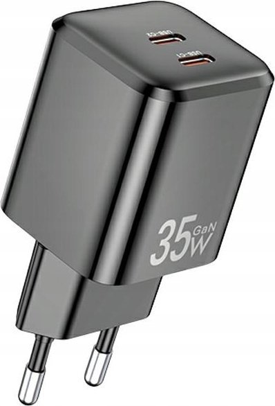 Karikues muri Awei PD65 EU GaN, 35W, 2x USB C, i zi
