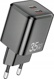Karikues muri Awei PD65 EU GaN, 35W, 2x USB C, i zi