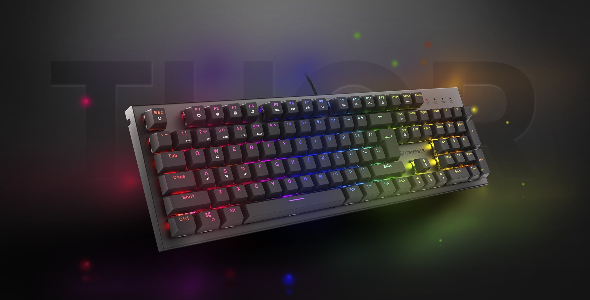 Tastierë lojërash Genesis THOR 303, Outemu Red, RGB LED, US, e zezë