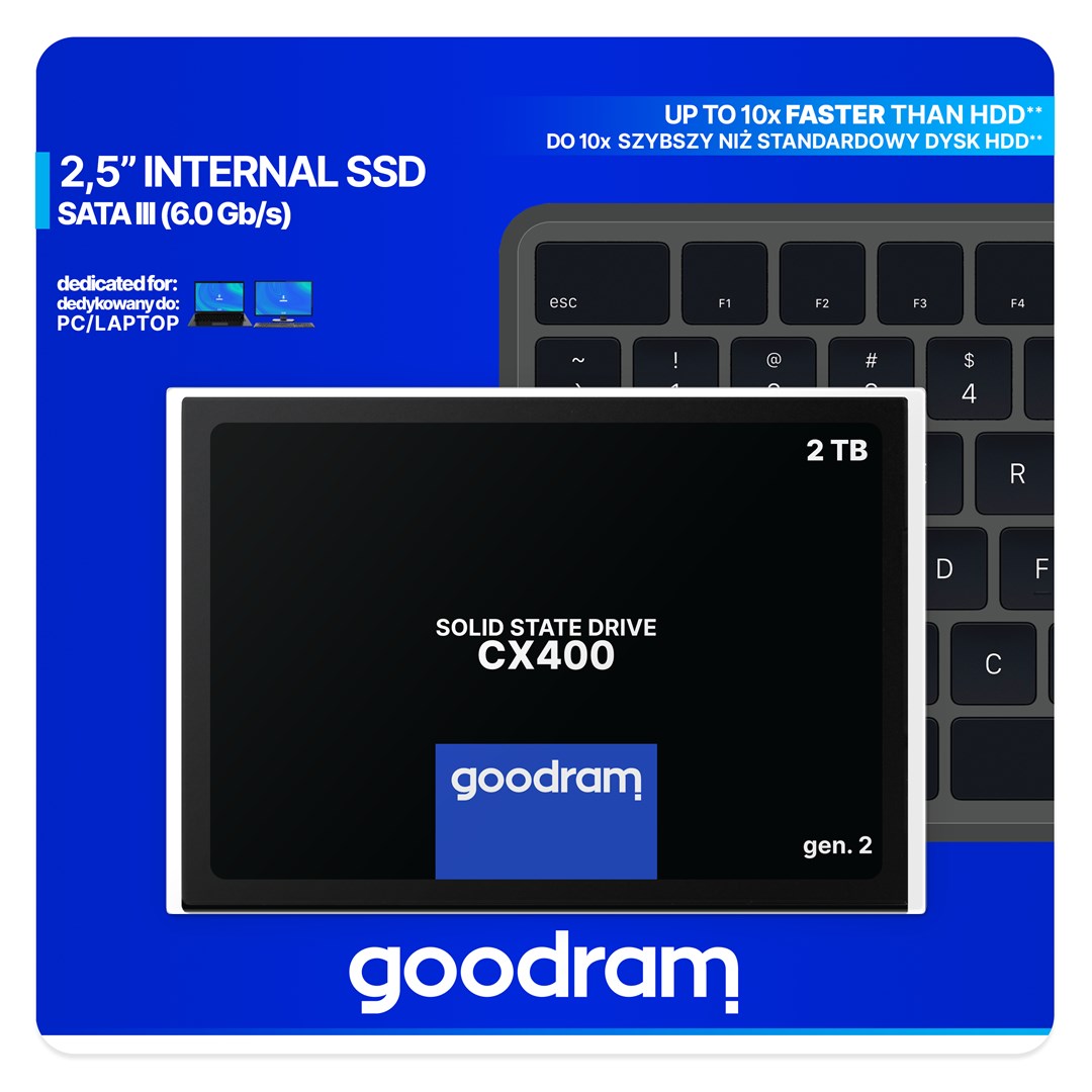 Disk SSD Goodram CX400 Gen.2, 2.05 TB, 2.5", SATA III, e zezë