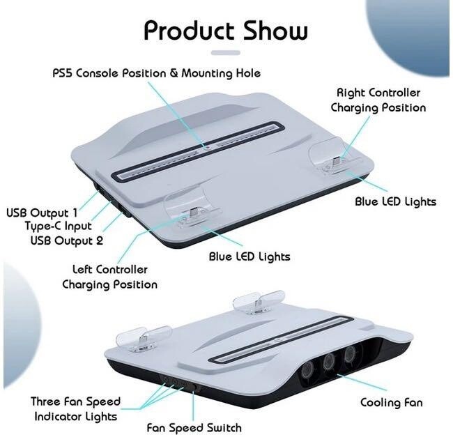 [OUTLET] Pad ftohës DOBE PS5, stacion karikimi wireless për kontroller