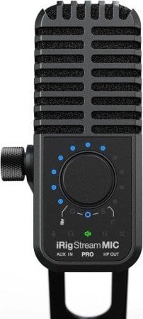 Mикрофон IK Multimedia iRig Stream Mic Pro, со аудио-интерфејс, за стримање и снимање, црн