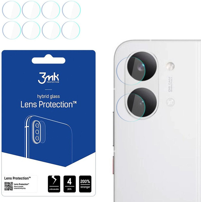 Mbrojtës lente 3MK Lens Protection për Poco X8 Pro Max, xham hibrid, set 4 copë, transparent