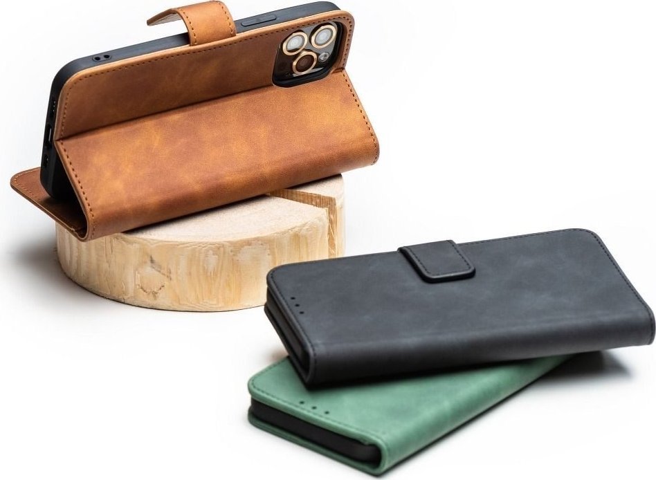 Mbulesë telefoni Tender Book Case për iPhone 13 Pro, lloj libër, kafe