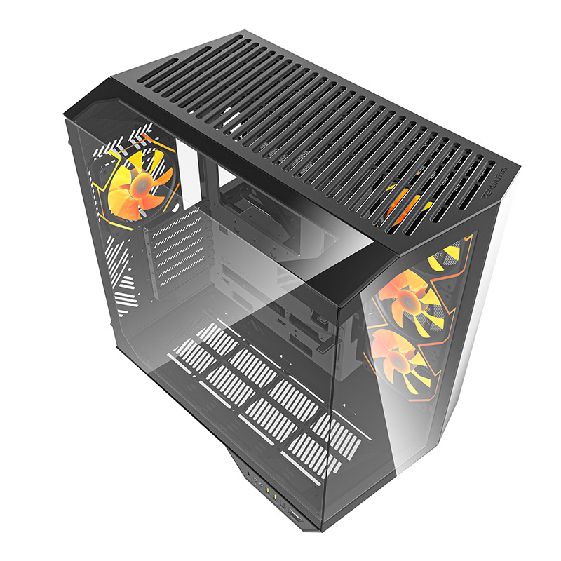 Kasa PC DarkFlash DY470 ATX, kub, 4 ventilatorë ARGB, e zezë
