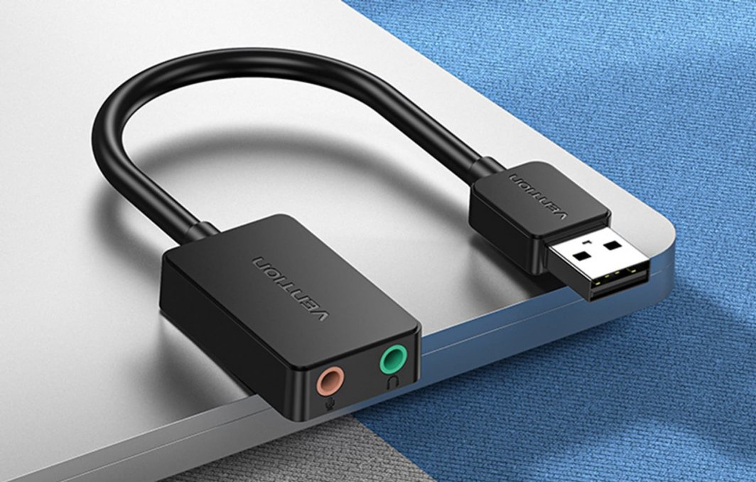 Звучна картичка Vention CDYB0, USB 2.0, влез за микрофон и излез за аудио, црна