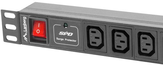 Rrymëndarës kabineti Lanberg PDU-10I-0200-IEC-BK, 19" 1U, 10x IEC C13, 2m, i zi